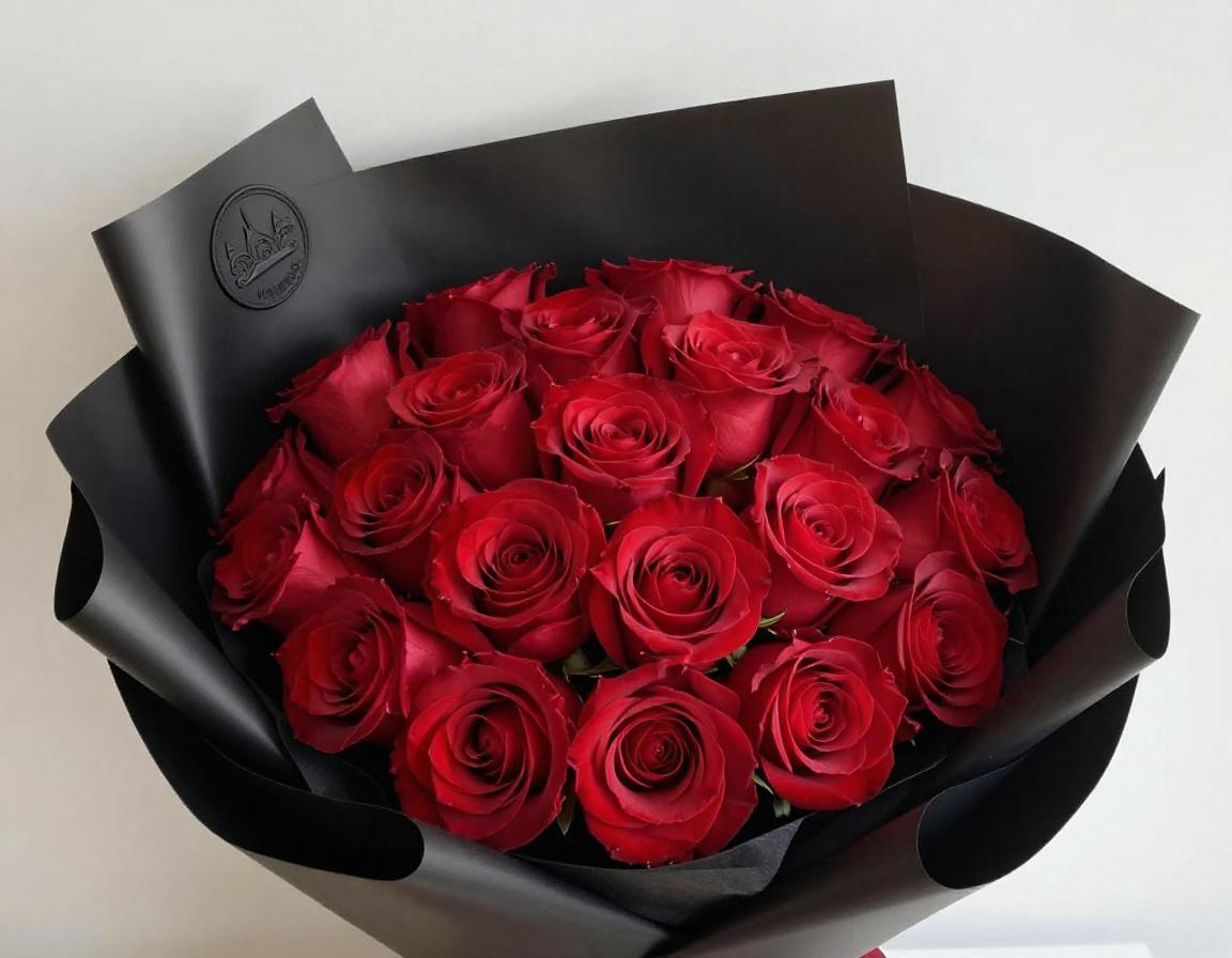 Luxury red rose bouquet with premium wrapping
